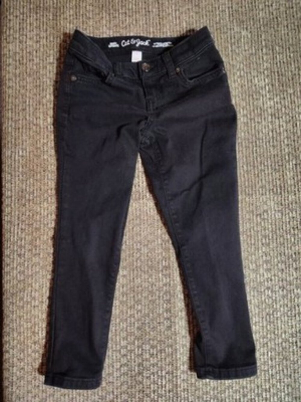 Cat & Jack Sz5 Black stretchy skinny jeans with elastic Adjustable waistband